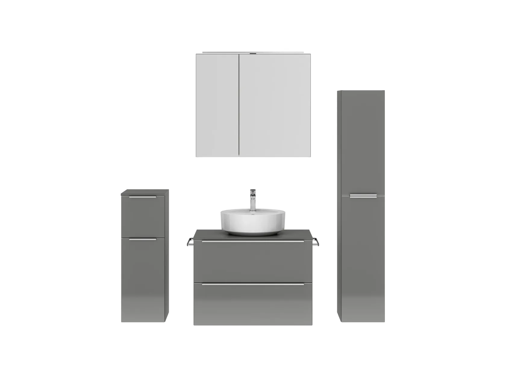 Verges Concept 80 meuble vasque + armoire de toilette + armoires latérales 1