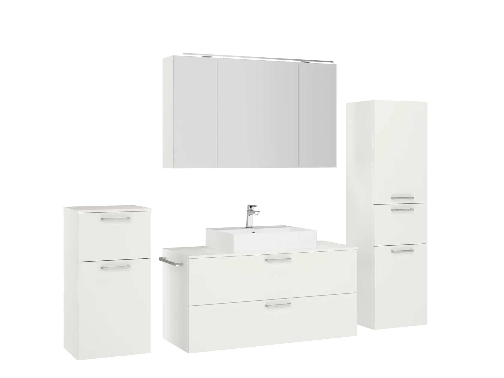 Verges Concept 120 meuble vasque + armoire de toilette + armoires latérales 3