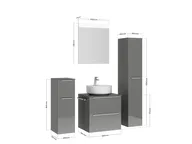 Verges Concept 60 meuble vasque + miroir + armoires latérales 4